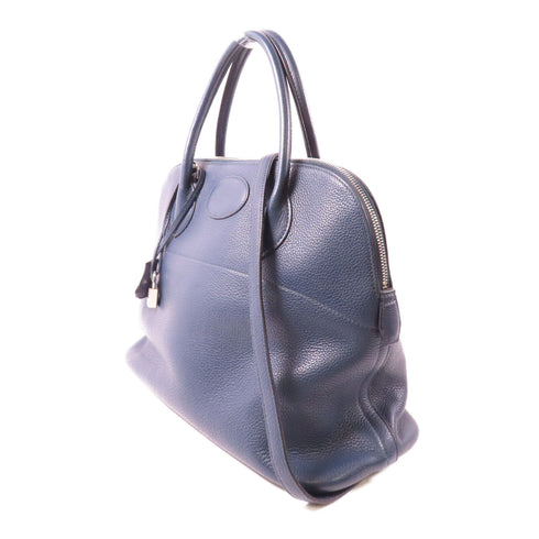 HERMES PHW Bolide 35 2 Way Shoulder Bag Taurillon Clemence Blue