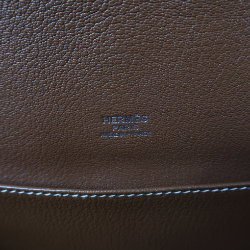 HERMES PHW Kelly Picnic 35 Handbag 063055CK Barenia Osier Wicker Brown Beige