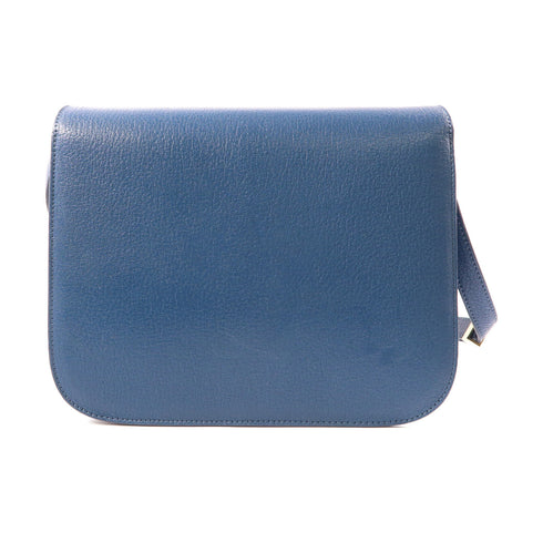 CELINE GHW Classic Box Shoulder Bag Calfskin Leather Blue