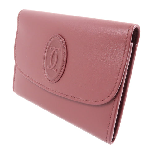 CARTIER GHW Card Case Calfskin Leather Bordeaux Color