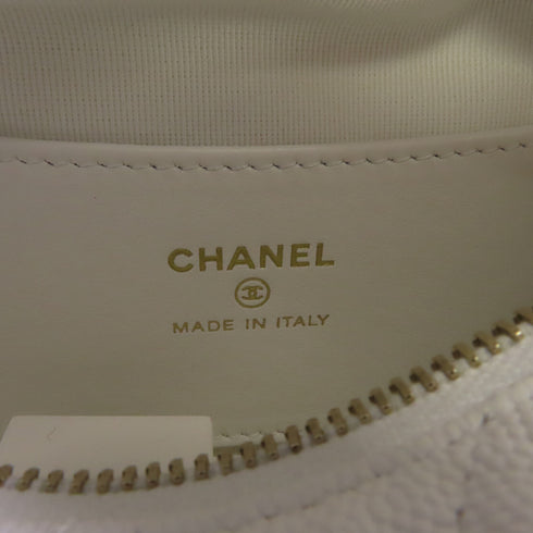 CHANEL Quilted CC GHW Pouch Chain Clutch AP3943 Leather White