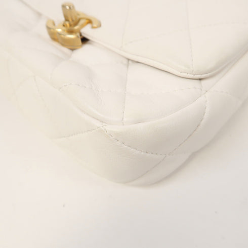 CHANEL CC GHW Chain Shoulder Bag AS3205 Lambskin Leather White