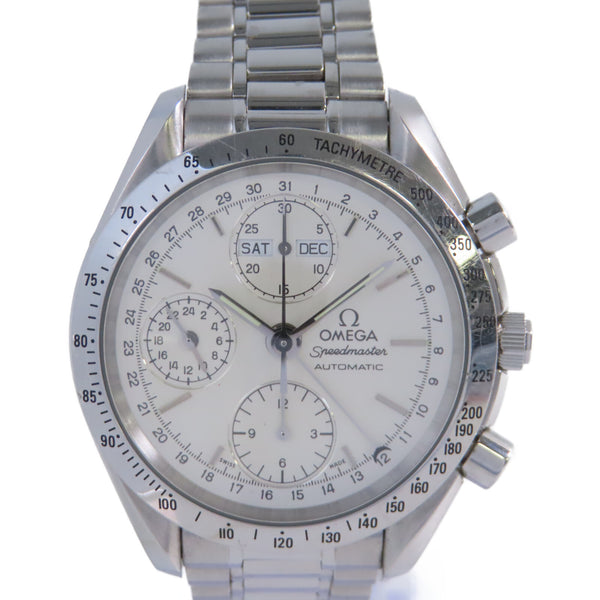 OMEGA Speedmaster Daydate Automatic Watch 3521.3/1997 Stainless Steel White