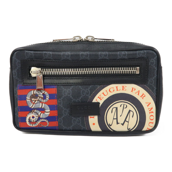 GUCCI GG SHW Waist Bag 474293 Coated Canvas Black