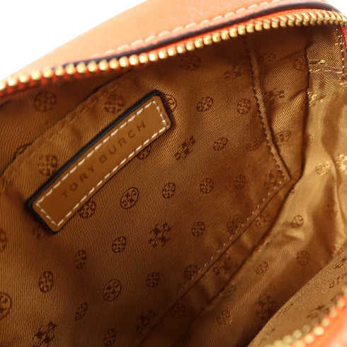 Tory Burch GHW Shoulder Bag Calfskin Leather Orange