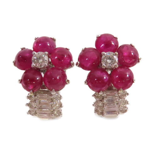 Fine Jewelry Ruby Diamond Earrings 18K White Gold