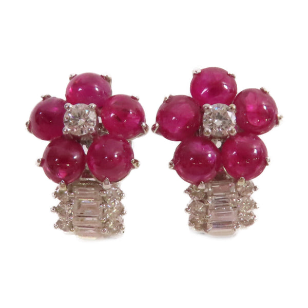Fine Jewelry Ruby Diamond Earrings 18K White Gold