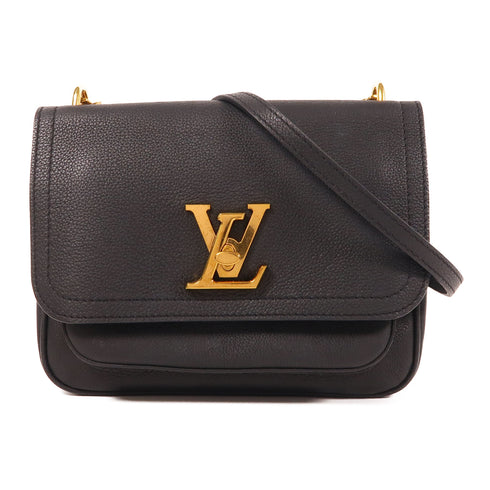 LOUIS VUITTON LV GHW Lock Me Chain Shoulder Bag Calfskin Leather Black