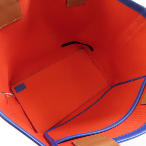 HERMES Steeple 25 Handbag Canvas Orange Blue