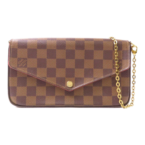 LOUIS VUITTON LV GHW Felicie Pochette Chain Shoulder Bag N63032 Damier Brown