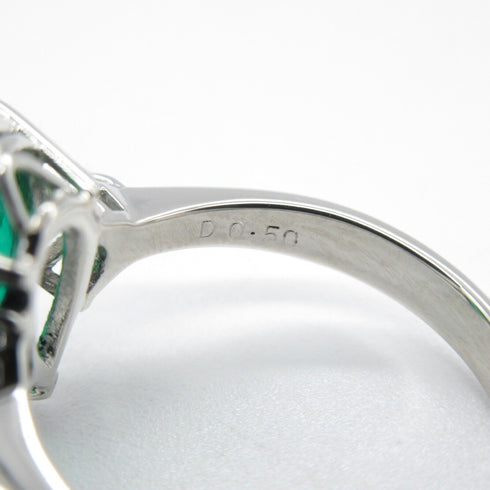 FINE JEWELRY 2.06ct Emerald 0.50ct Diamond Ring PT900 Platinum Gree...