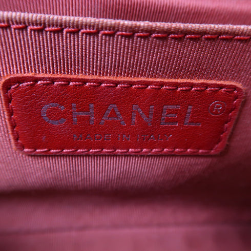 CHANEL Quilted CC Boy 25cm Chain Shoulder Bag Calfskin Leather Red