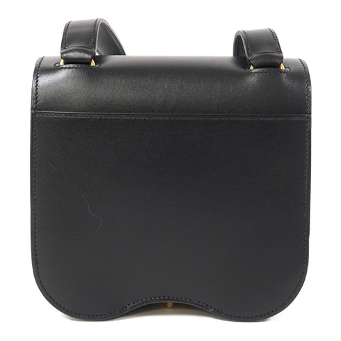 HERMES GHW Della Mini Shoulder Bag Calfskin Leather Black Noir