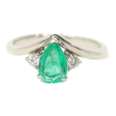 FINE JEWELRY 0.67ct Emerald/0.10ct Diamond Ring PT900 US#8.5