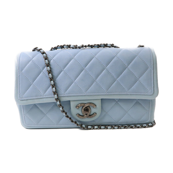CHANEL CC Chain Shoulder Bag Calfskin Leather Light Blue