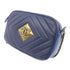 CHANEL Herringbone CC GHW Chain Shoulder Bag Calfskin Leather Blue
