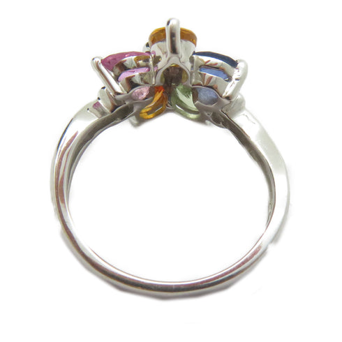 FINE JEWELRY Topaz/0.12ct Diamond Ring 18K White Gold US#6.5