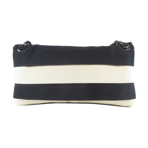 CHANEL CC SHW Chain Shoulder Handbag Canvas Black White