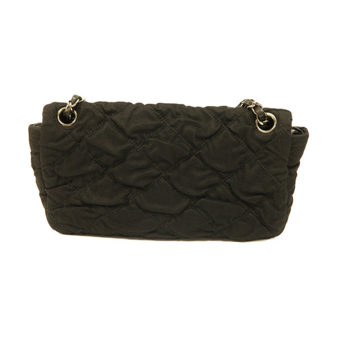 CHANEL Quilted CC SHW Chain Shoulder Bag Canvas Black