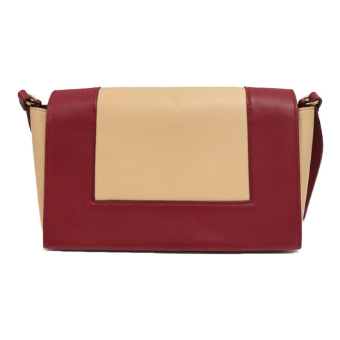 CELINE GHW Frame Shoulder Bag 180263 Calfskin Leather Red/Beige