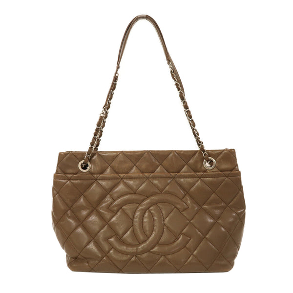 CHANEL CC SHW Chain Shoulder Bag Calfskin Leather Brown