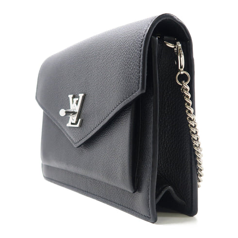 LOUIS VUITTON LV SHW Mylockme Chain Shoulder Bag M63471 Calfskin Leather Black v1