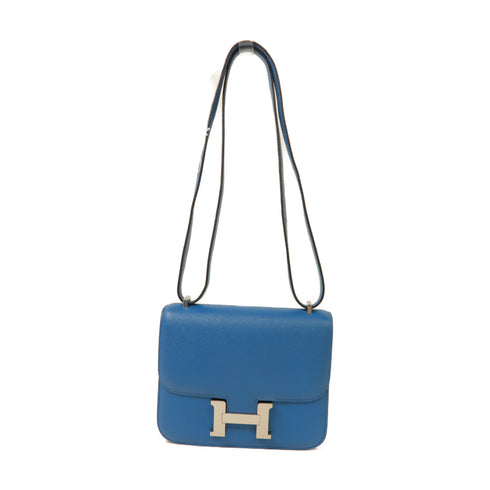 HERMES PHW Constance Mini Shoulder Bag Epsom Leather Blue Izmir