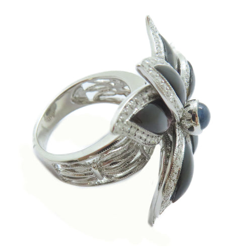 FINE JEWELRY 4.66ct Shell 0.83ct Diamond Ring 18K White Gold US#6.5