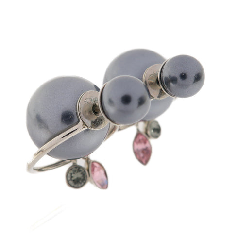 Christian Dior CD Earrings Metal/PVC Black/Silver/Pink