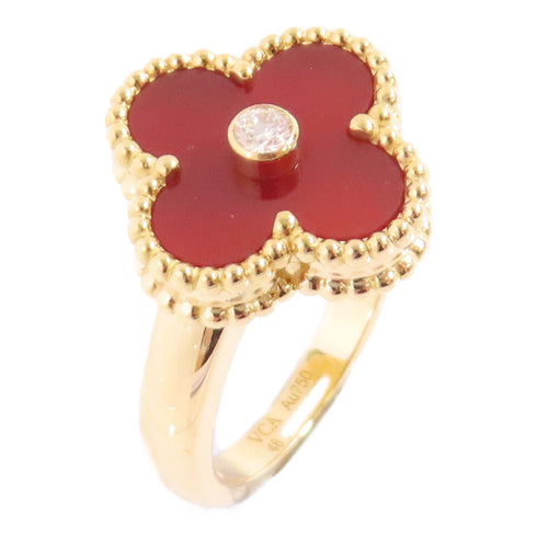 Van Cleef & Arpels Vintage Alhambra Ring#50 US#4.5 JA981772 18K YG Carnelian