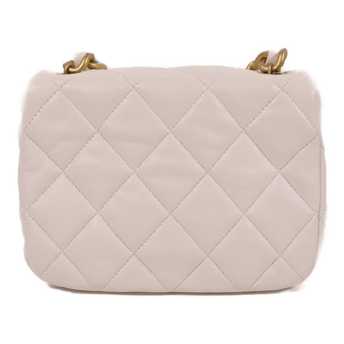 CHANEL CC Chain Shoulder Bag Calfskin Leather White