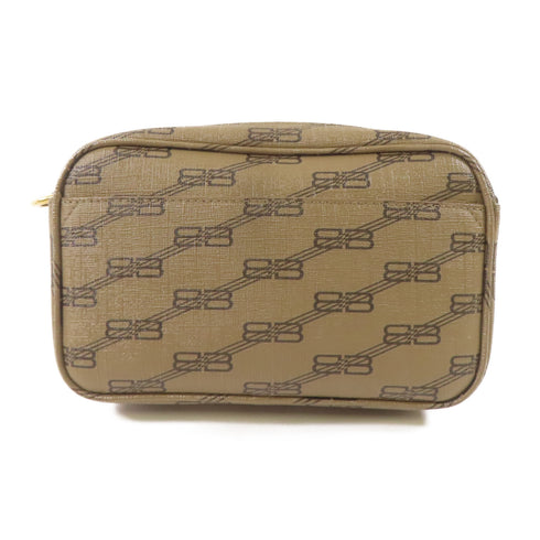 BALENCIAGA GHW Signature Camera Shoulder Bag 702701 Coated Canvas Brown