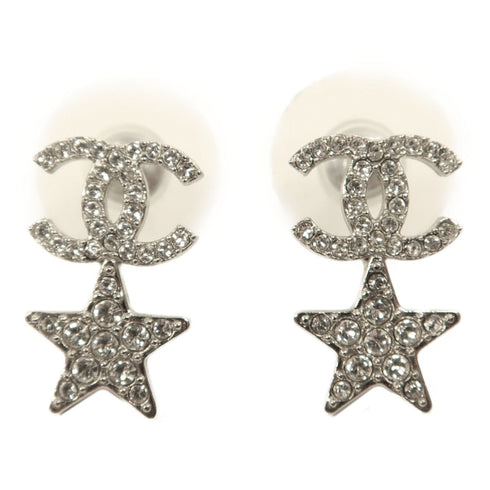 CHANEL CC Earrings Metal Silver