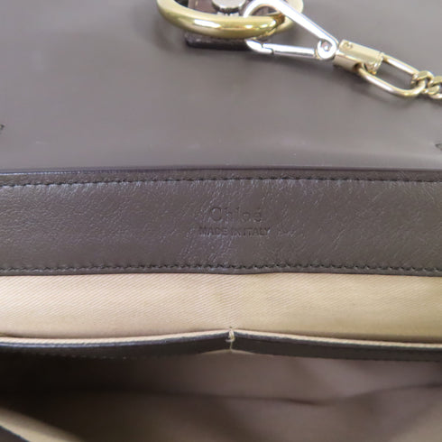 Chloe Faye Day Handbag Shoulder Bag Embossed Calfskin Leather Brown