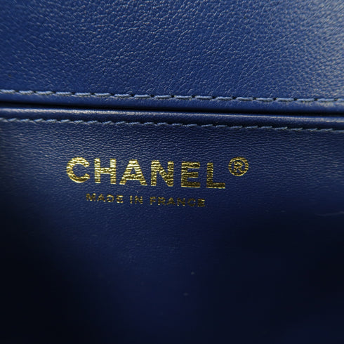 CHANEL Quilted CC GHW Boy 25 2way Chain Shoulder Bag Lambskin Leather Blue