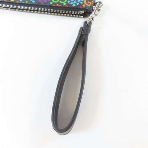 GUCCI GG SHW Clutch Pouch Bag 601087 PVC Coated Canvas Black Multi Color