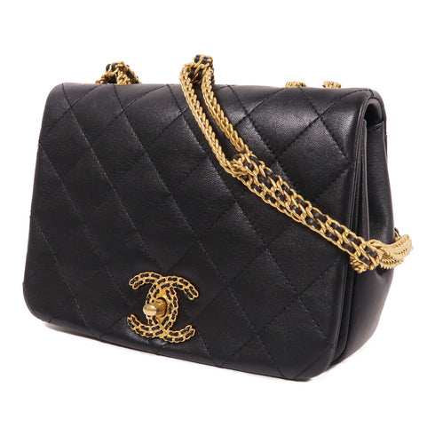 CHANEL CC GHW Chain Shoulder Bag Calfskin Leather Black v5