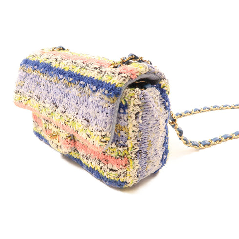 CHANEL CC GHW Classic Flap 20cm Chain Shoulder Bag A69900 Tweed Multicolor