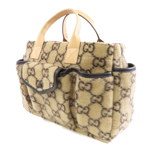 GUCCI GG Handbag Tote Bag 628159 Wool Beige