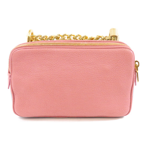 Miu Miu GHW Chain Shoulder Bag Calfskin Leather Pink Light Blue Light Yellow