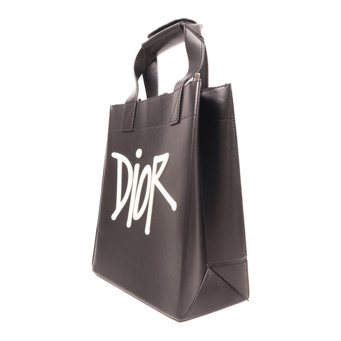 CHRISTIAN DIOR CD Shawn Stussy Crossbody 2 Way Bag Calfskin Leather Black