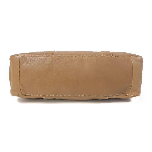 Longchamp 2 Way Shoulder Bag Calfskin Leather Brown