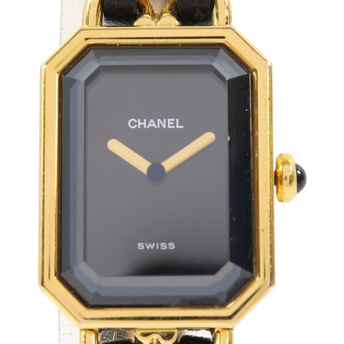 CHANEL CC Premiere Quartz Watch H0001-L Gold Plated/Leather Black v2