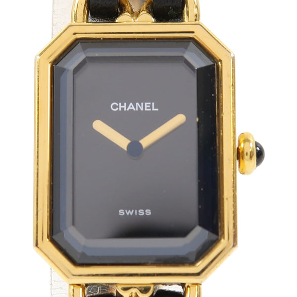 CHANEL CC Premiere Quartz Watch H0001-L Gold Plated/Leather Black v2