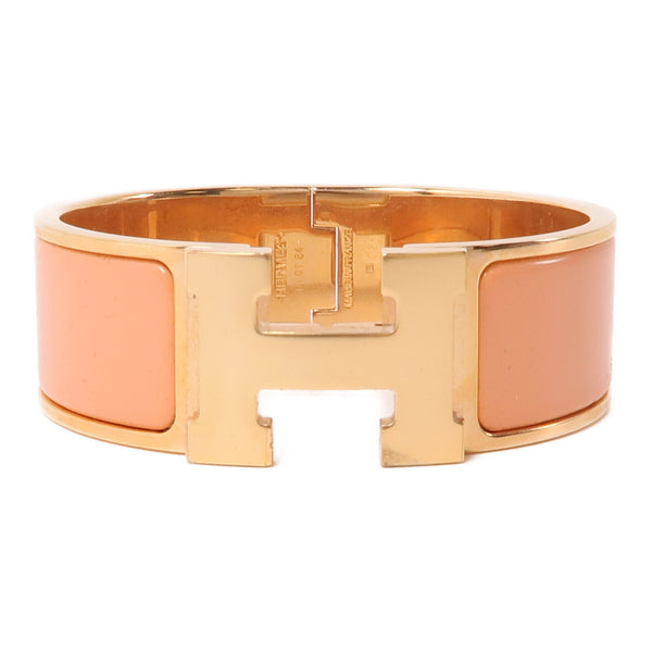 HERMES Clic-Clac H Bracelet Metal Gold Orange