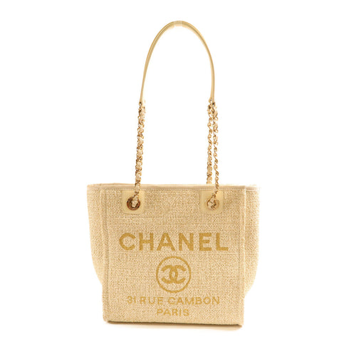 CHANEL CC GHW Classic Tote Shoulder Bag Canvas White