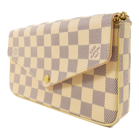 LOUIS VUITTON LV GHW Pochette Felicie Shoulder Bag N63106 Damier Azur White