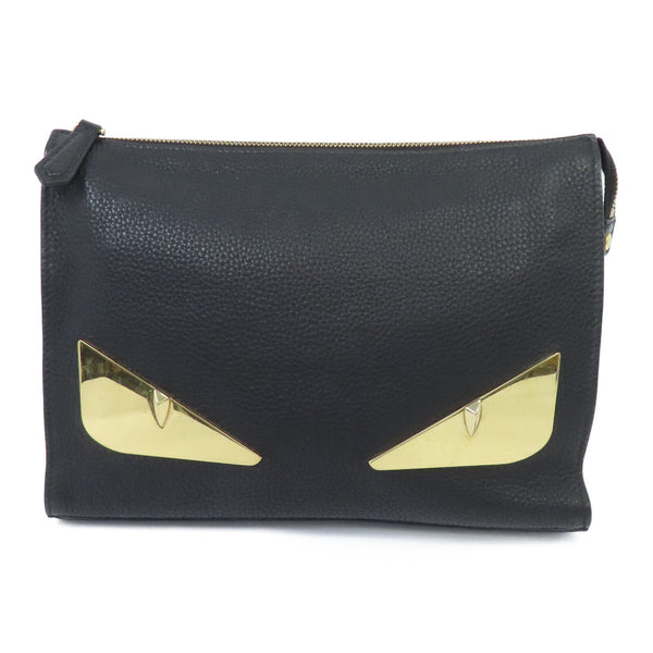 FENDI GHW Clutch Bag 7VA433 A7SR Calfskin Leather Black