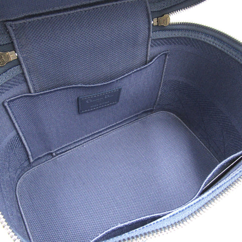 Christian Dior CD SHW Vanity Case Cosmetic Bag Handbag Canvas Blue