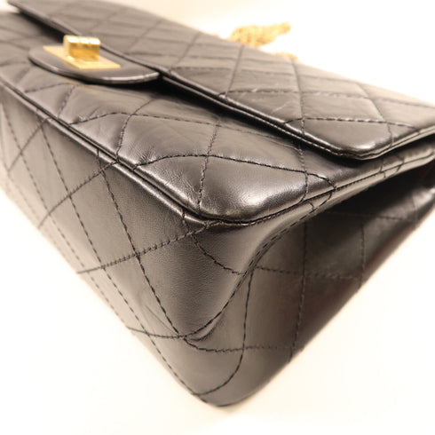 CHANEL CC GHW 2.55 Chain Shoulder Bag Calfskin Leather Black